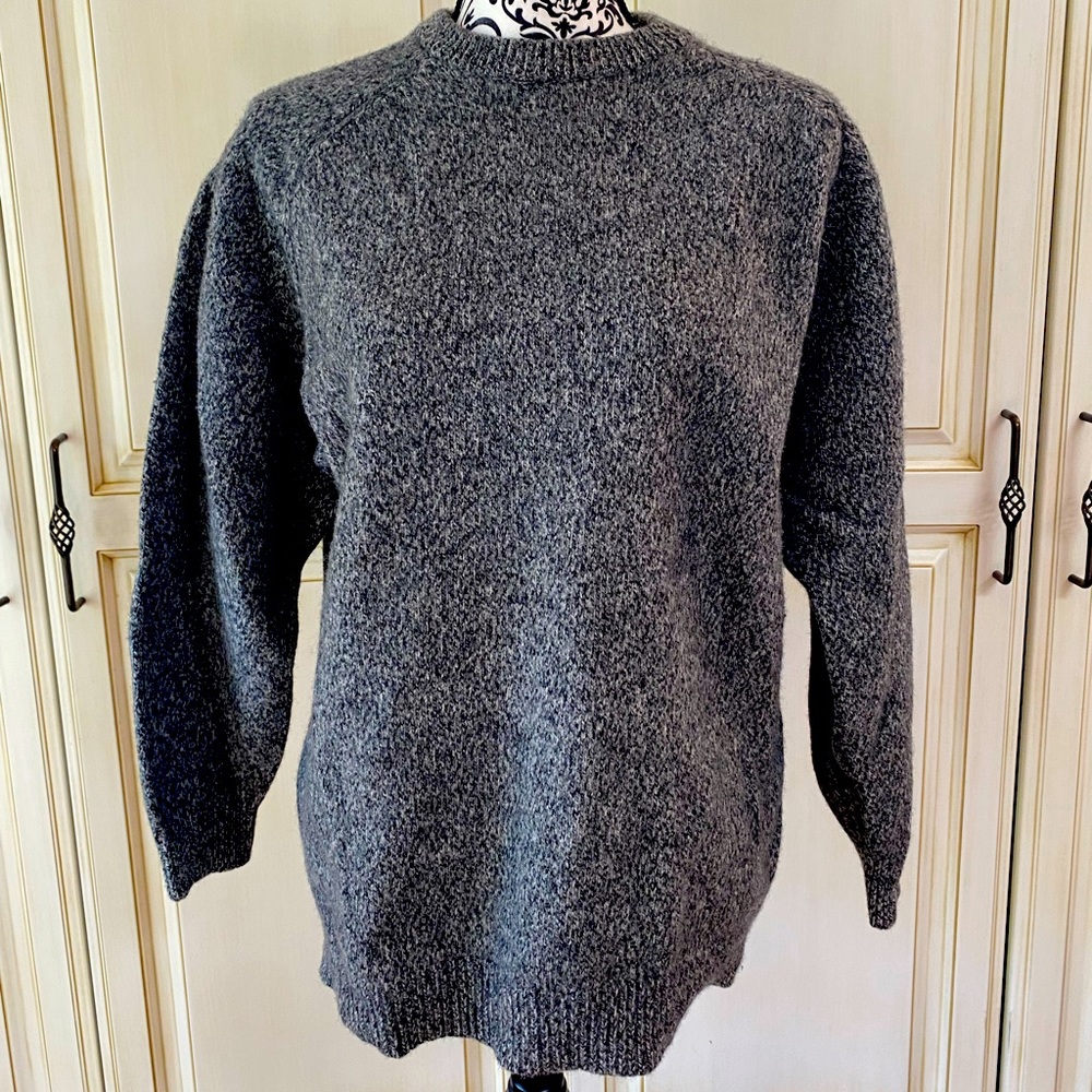 Sarar Size XXL Black and Grey Lambswool Men's Crewneck Sweater